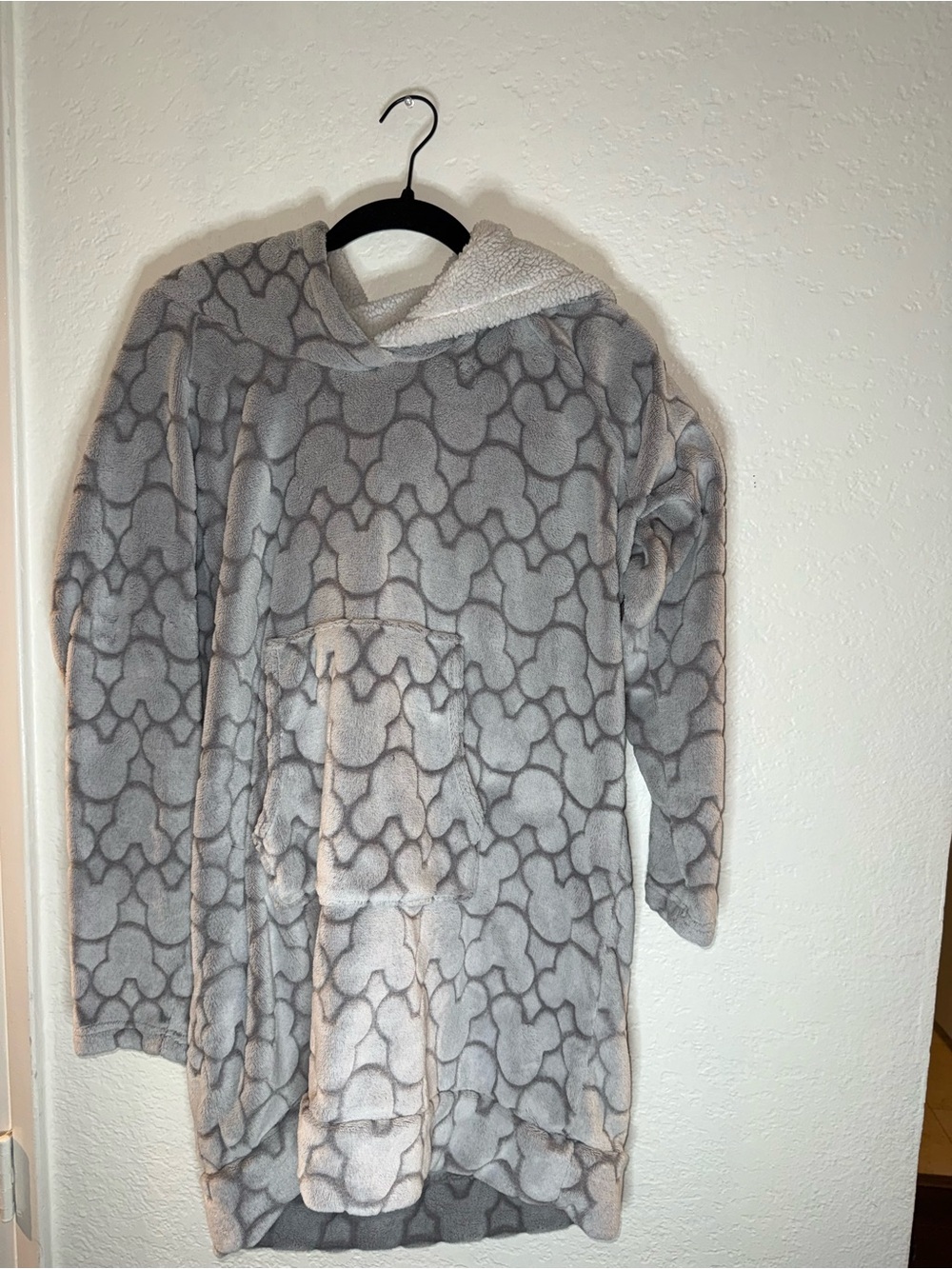 Disney Plush Hooded Women's Poncho in Gray Pattern